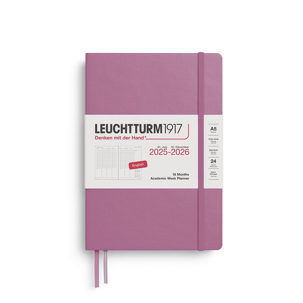 Leuchtturm, Red, Academic, Art & School, 2026, A5, Medium, 18 Month, Week, Planner, Dusty Rose, 948121